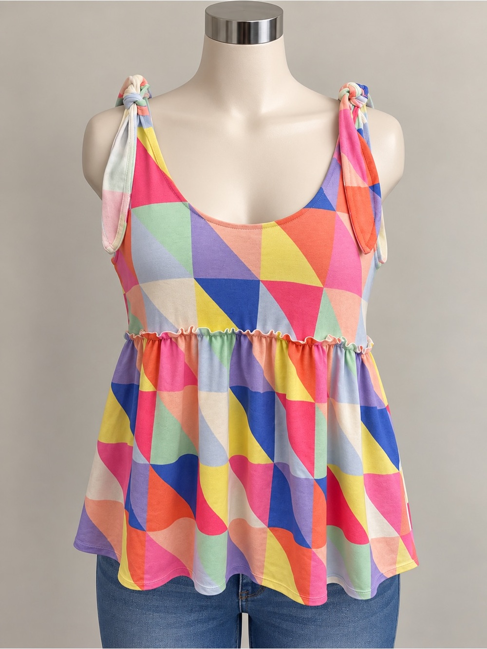 BIBI Colorful Geometric Print Tank Top size large